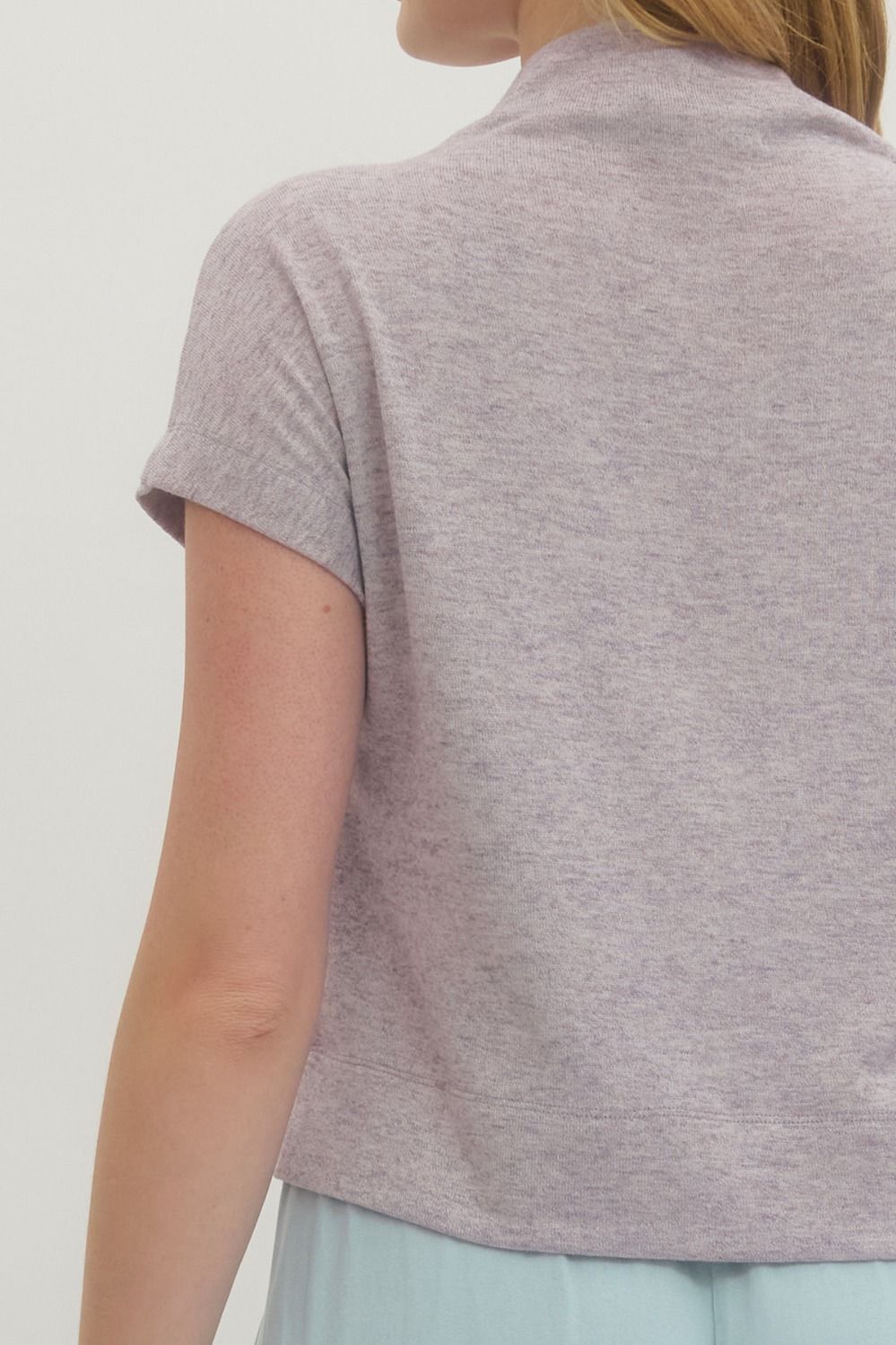 Solid Knit Mock Neck Pullover Top