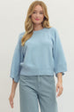 Solid Raglan 3/4 Sleeve Sweater Knit Top