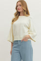Solid Raglan 3/4 Sleeve Sweater Knit Top