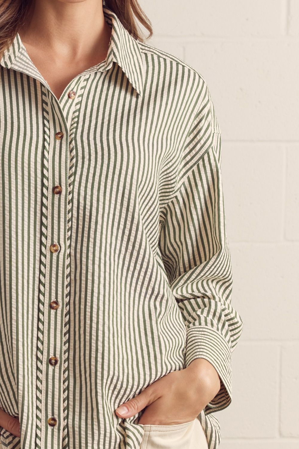 Long Sleeve Button Up Collard Top