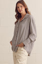 Long Sleeve Button Up Collard Top