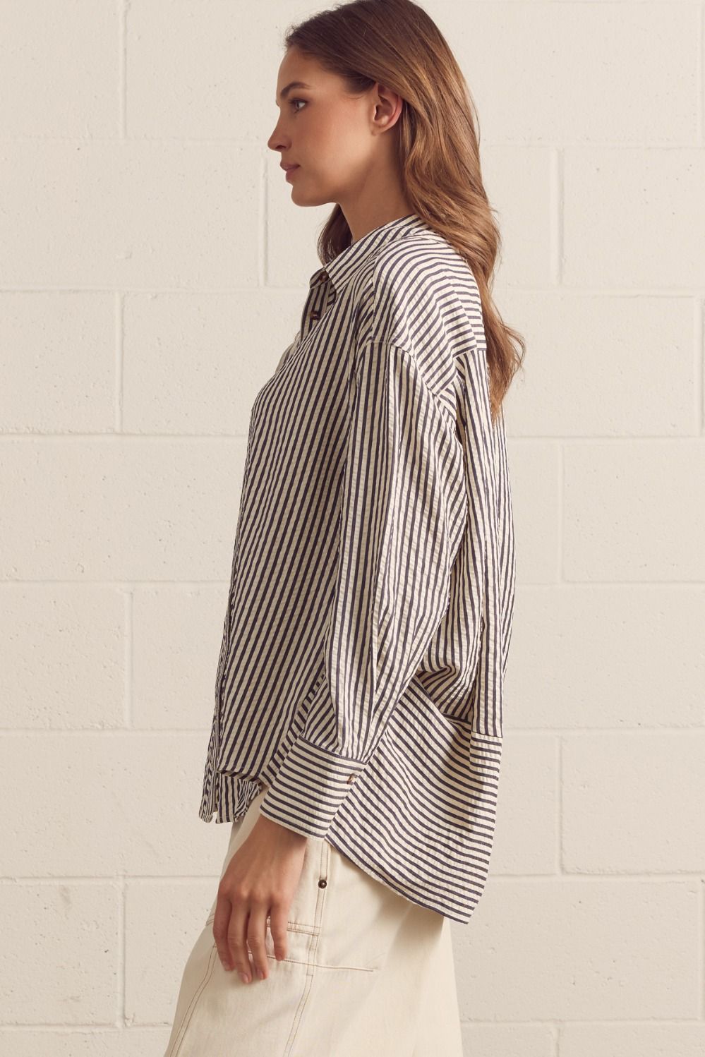 Long Sleeve Button Up Collard Top