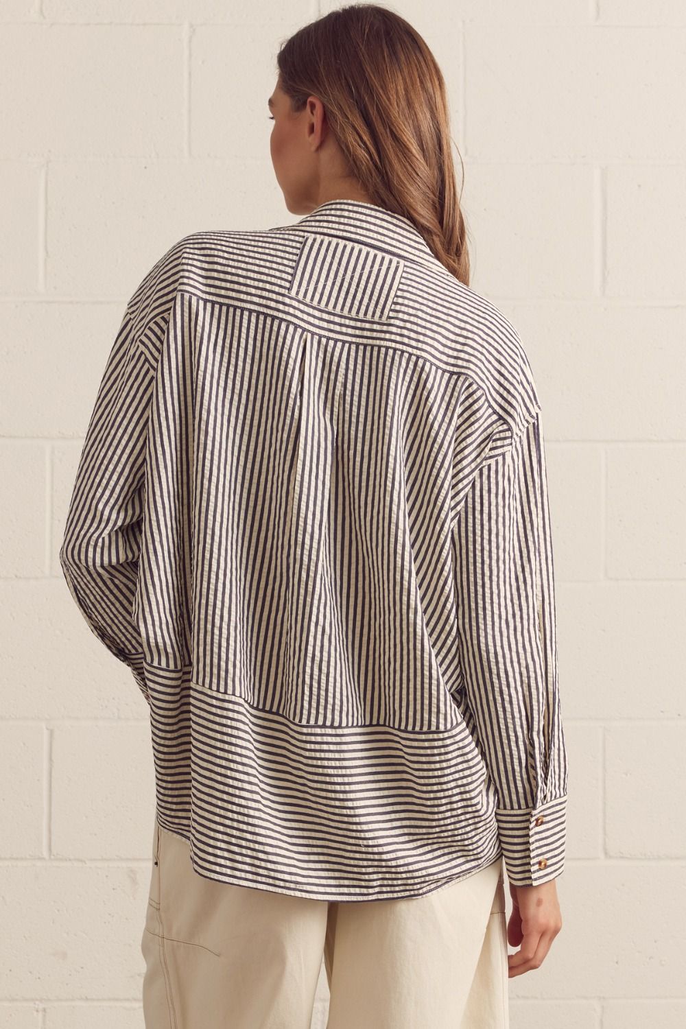 Long Sleeve Button Up Collard Top