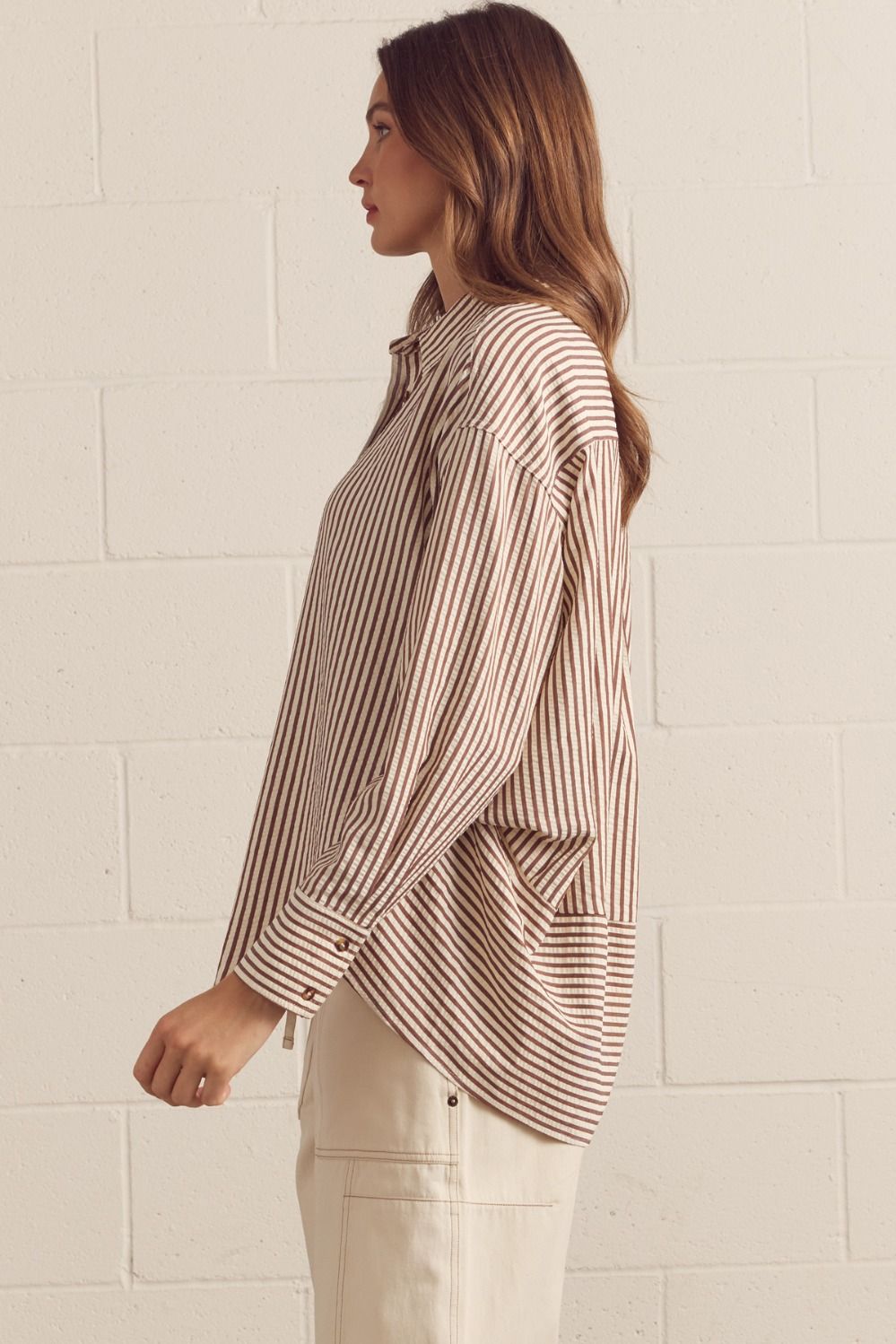 Long Sleeve Button Up Collard Top