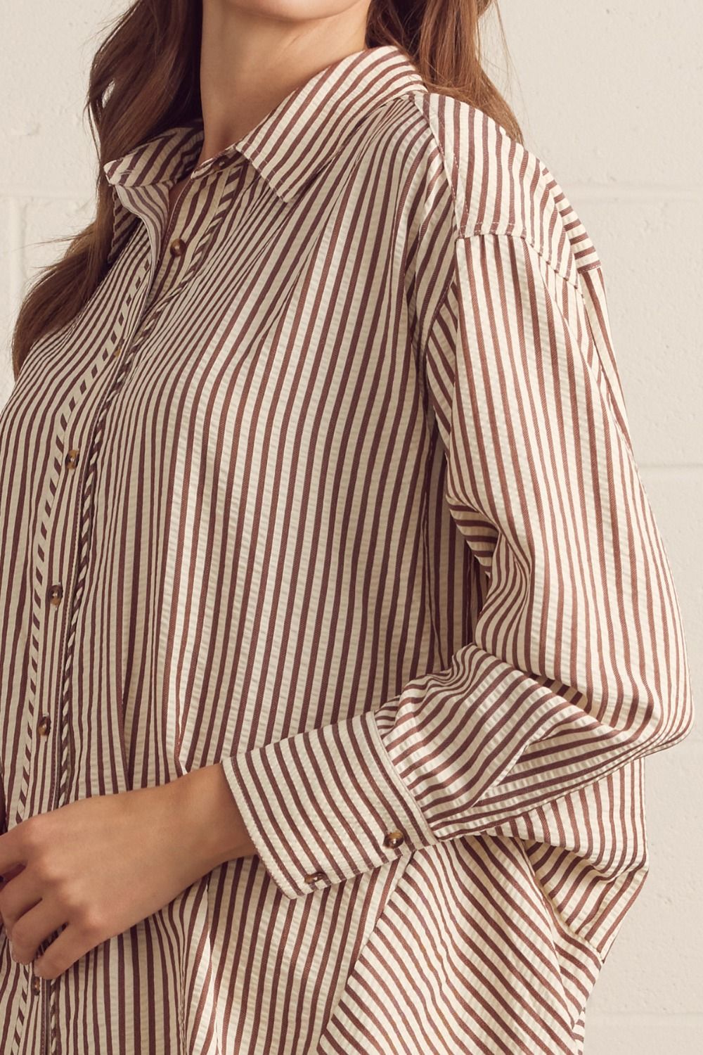 Long Sleeve Button Up Collard Top