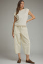 Solid Round Neck Cap Sleeve Top Featuring Ribbed Trim