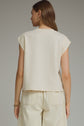 Solid Round Neck Cap Sleeve Top Featuring Ribbed Trim