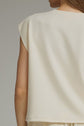 Solid Round Neck Cap Sleeve Top Featuring Ribbed Trim