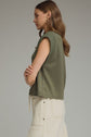 Solid Round Neck Cap Sleeve Top Featuring Ribbed Trim