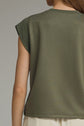 Solid Round Neck Cap Sleeve Top Featuring Ribbed Trim