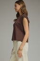 Solid Round Neck Cap Sleeve Top Featuring Ribbed Trim