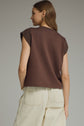 Solid Round Neck Cap Sleeve Top Featuring Ribbed Trim