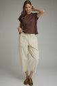 Solid Round Neck Cap Sleeve Top Featuring Ribbed Trim