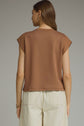 Solid Round Neck Cap Sleeve Top Featuring Ribbed Trim