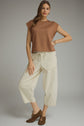 Solid Round Neck Cap Sleeve Top Featuring Ribbed Trim