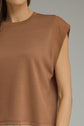 Solid Round Neck Cap Sleeve Top Featuring Ribbed Trim