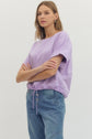 Solid Short Sleeve Round Neck Featuring Drawstring Hem