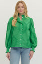 Embroiderd Long Sleeve Top with Eyelet Detail