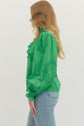Embroiderd Long Sleeve Top with Eyelet Detail