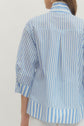 Blue Stripe 3/4 Sleeve Collard Top