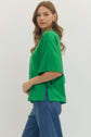 Solid Elbow Sleeve Top Relaxed Silhouette