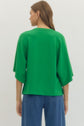 Solid Elbow Sleeve Top Relaxed Silhouette