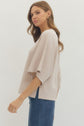 Solid Elbow Sleeve Top Relaxed Silhouette