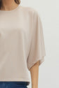 Solid Elbow Sleeve Top Relaxed Silhouette