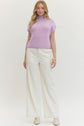 Cap Sleeve Mock Neck Ribbed Sweater Top