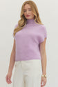 Cap Sleeve Mock Neck Ribbed Sweater Top