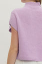 Cap Sleeve Mock Neck Ribbed Sweater Top