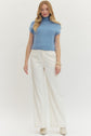 Cap Sleeve Mock Neck Ribbed Sweater Top