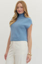 Cap Sleeve Mock Neck Ribbed Sweater Top