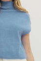Cap Sleeve Mock Neck Ribbed Sweater Top