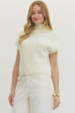 Cap Sleeve Mock Neck Ribbed Sweater Top