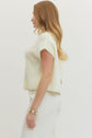 Cap Sleeve Mock Neck Ribbed Sweater Top