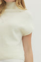 Cap Sleeve Mock Neck Ribbed Sweater Top