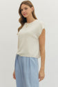Solid Cap Sleeve Knit Top Featuring Round Neck