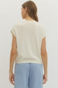 Solid Cap Sleeve Knit Top Featuring Round Neck