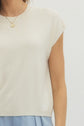 Solid Cap Sleeve Knit Top Featuring Round Neck