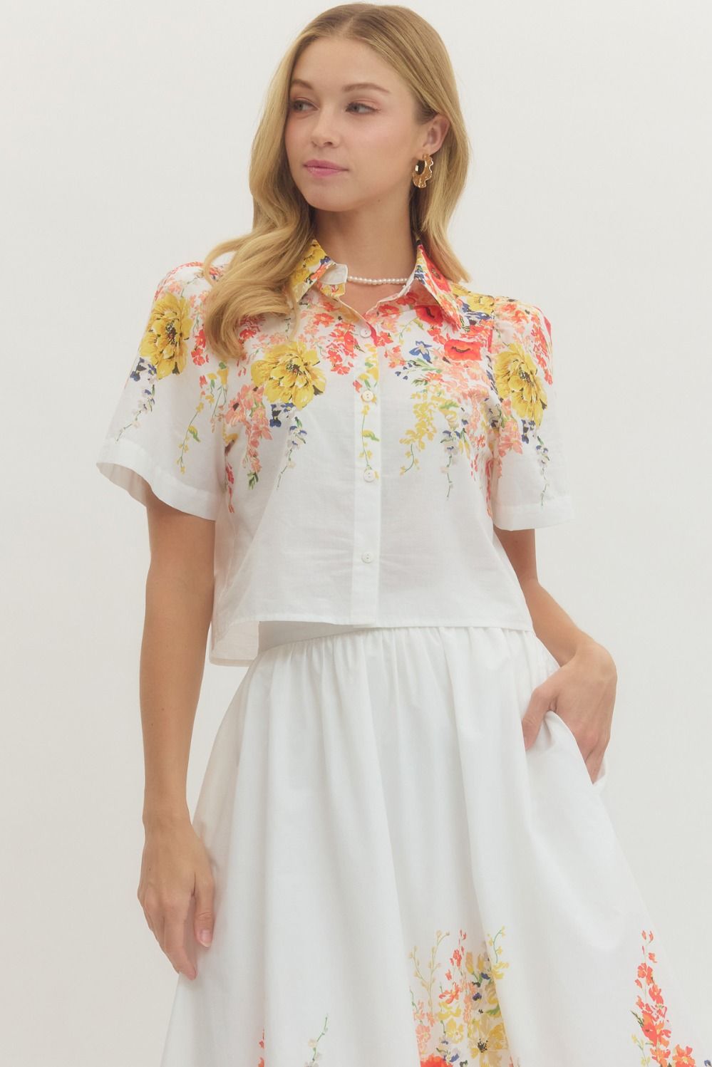 Floral Print Top & Midi Skirt