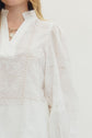 Embroidered Ruffled Mock Neck Long Sleeve Top