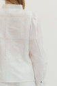 Embroidered Ruffled Mock Neck Long Sleeve Top