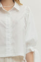 White 3/4 Sleeve Top with Scallop Trim
