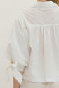 White 3/4 Sleeve Top with Scallop Trim