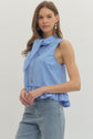 Solid Sleeveless Top Ruffle Hem