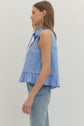 Solid Sleeveless Top Ruffle Hem