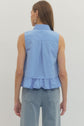 Solid Sleeveless Top Ruffle Hem