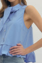 Solid Sleeveless Top Ruffle Hem