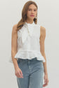 Solid Sleeveless Top Ruffle Hem